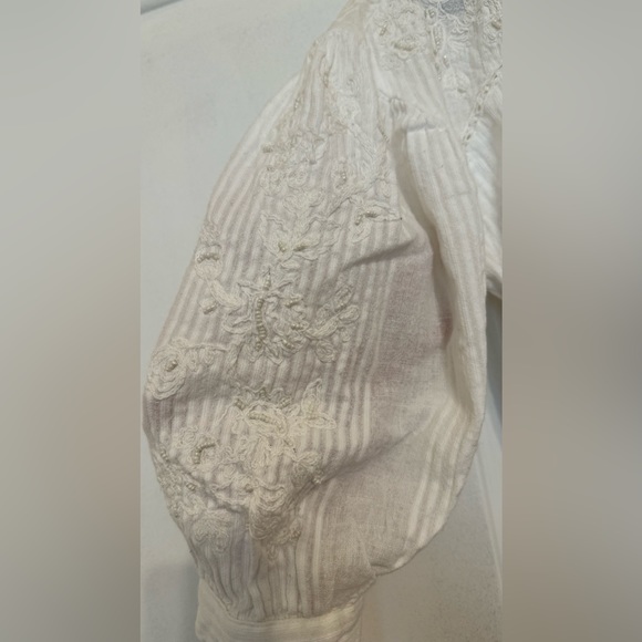 Zara Textured Embroidered White Wrap Top - Picture 6 of 7